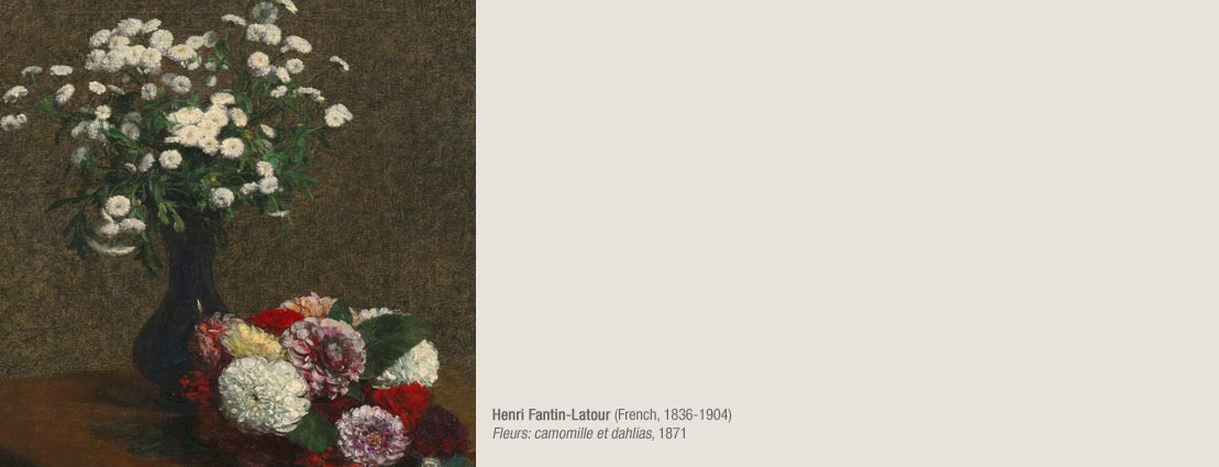 Henri Fantin-Latour (French, 1836-1904). Fleurs: camomille et dahlias, 1871. Henri Fantin-Latour (French, 1836-1904). Fleurs: camomille et dahlias, 1871.