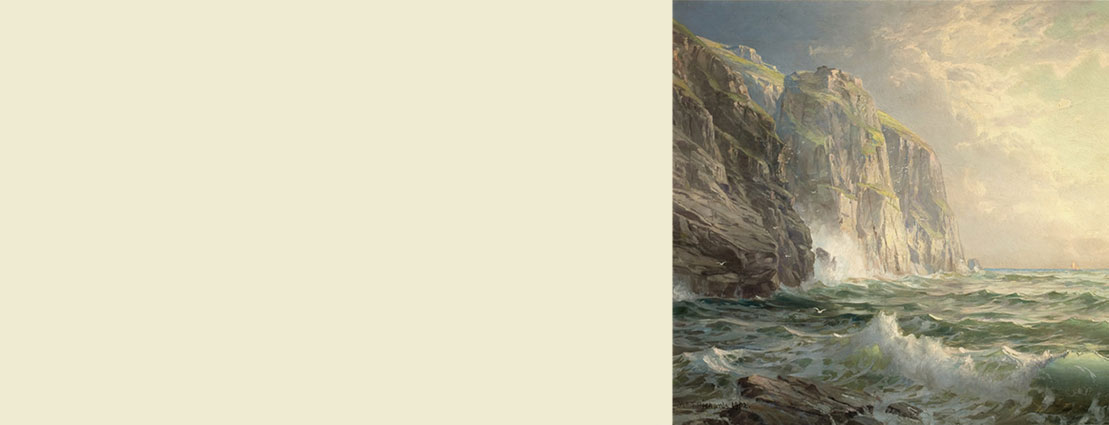 WILLIAM TROST RICHARDS (American, 1833-1905) Rocky Cliff with Stormy Sea, Cornwall, 1902 WILLIAM TROST RICHARDS (American, 1833-1905) Rocky Cliff with Stormy Sea, Cornwall, 1902