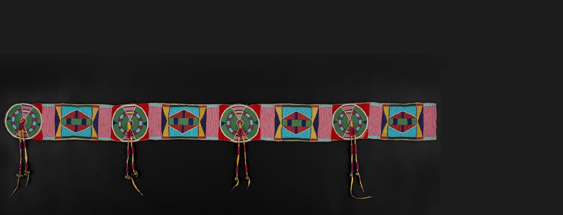 A Crow or Nez Perce Beaded Hide Blanket Strip c. 1900 A Crow or Nez Perce Beaded Hide Blanket Strip c. 1900