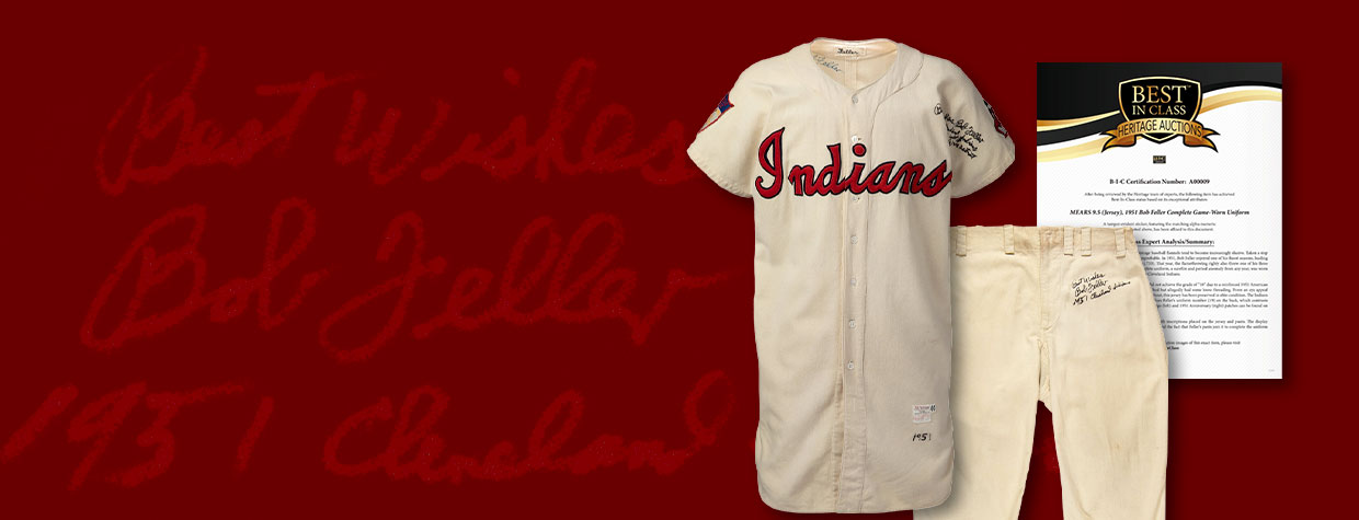 d.MEARS 9.5 (Jersey), 1951 Bob Feller Complete/Autographed Game-Worn Uniform d.MEARS 9.5 (Jersey), 1951 Bob Feller Complete/Autographed Game-Worn Uniform