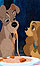Lady and the Tramp Three-Cel Set-Up With Disney Oil-Painted Art Props Background