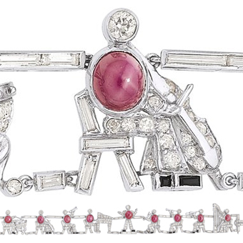 Star Ruby, Diamond, Platinum Bracelet, Ruser