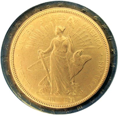 1907 Ultra High Relief $20 Inverted Edge Letters, 