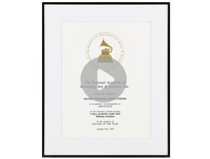 Whitney Houston & David Foster NARAS Recognition Certificate for I Will Always Love You, 1993