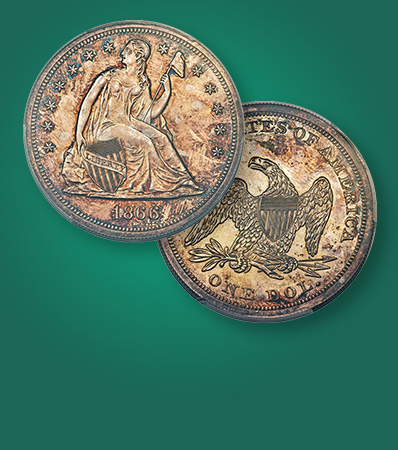 1866 $1 No Motto PR63+ PCGS. CAC. Judd-540, Pollock-605, R.8