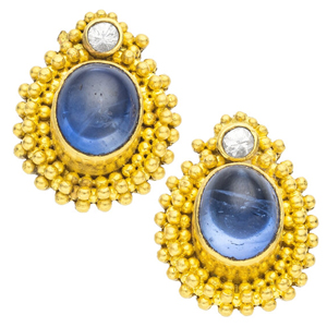 Sapphire, Gold Earrings  