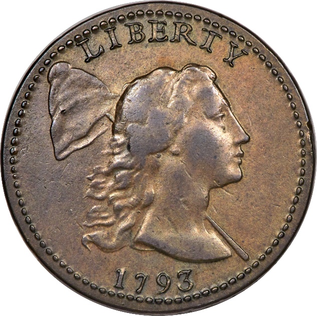 1793 Sheldon-13 Liberty Cap Cent - AU53 NGC.