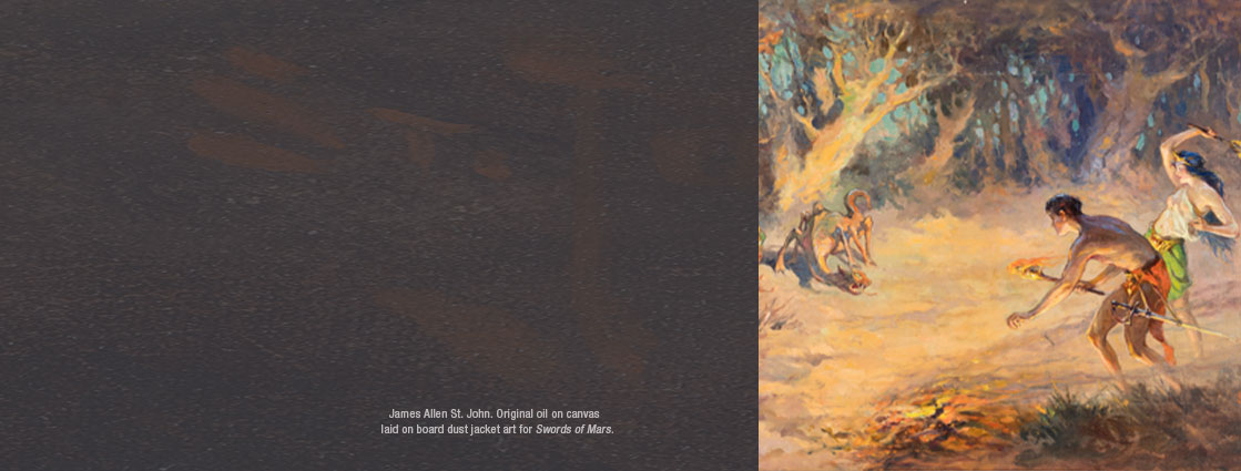 James Allen St. John. Original oil on canvas laid on board dust jacket art for Swords of Mars. Starting bid $100,000.