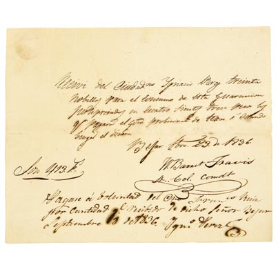   Historically Important William Barret Travis Manuscript Document Signed