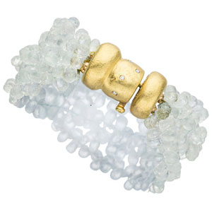 Aquamarine, Diamond, Gold Bracelet