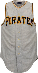 1960 Roberto Clemente Game Worn Pittsburgh Pirates Jersey, SGC Excellent & Photo Matched