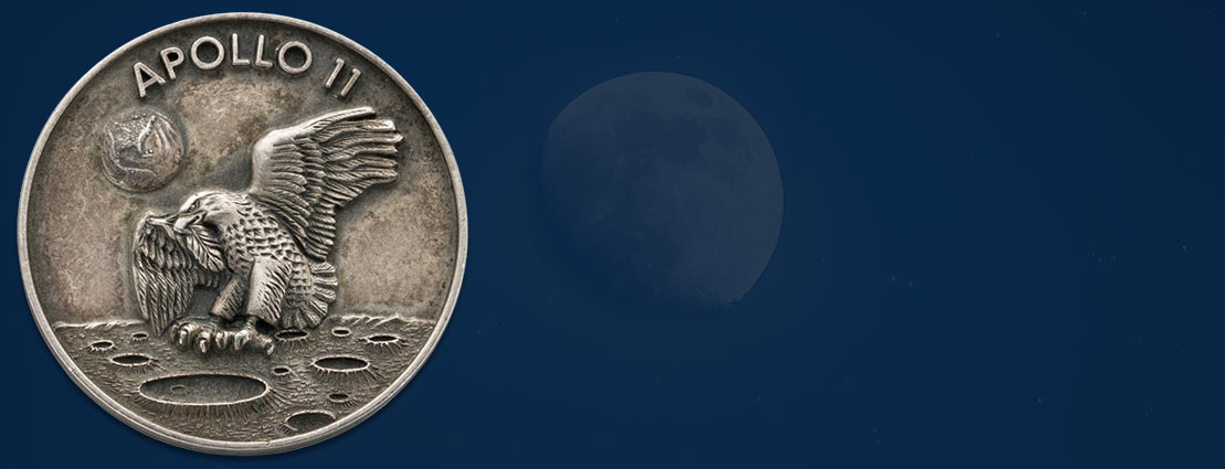 Apollo 11 Flown Sterling Silver Robbins Medallion, Serial Number 326. 