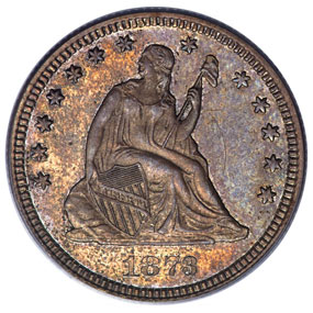 1873-CC Seated QuarterNo Arrows, MS63 PCGSEx: Eliasberg