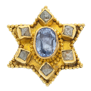 Sapphire, Diamond, Gold Pendant