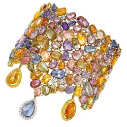 Lorraine Schwartz Diamond, Colored Diamond,Sapphire, Gold Bracelet