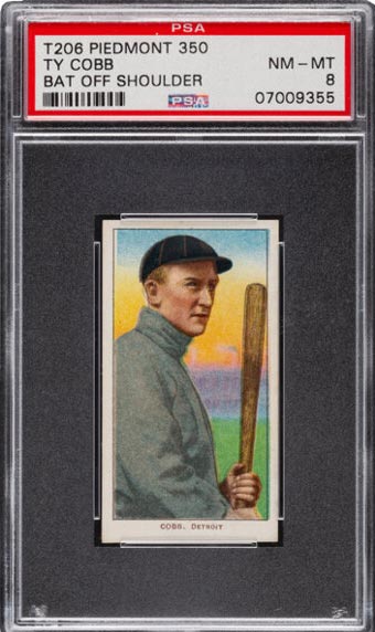 1909-11 T206 Piedmont 350 Ty Cobb (Bat Off Shoulder) PSA NM-MT 8.