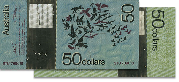 Australian Polymer Test Note with Silver Square Hologram