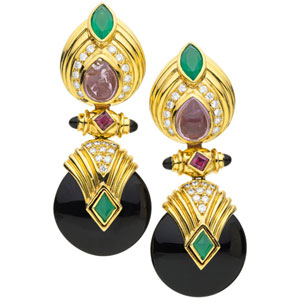 Diamond, Multi-Stone, Gold Convertible Earrings