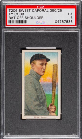 1909-11 T206 Sweet Caporal 350/25 Ty Cobb (Bat Off Shoulder) PSA EX 5 - Pop One, None Higher for Brand/Series/Factory. 