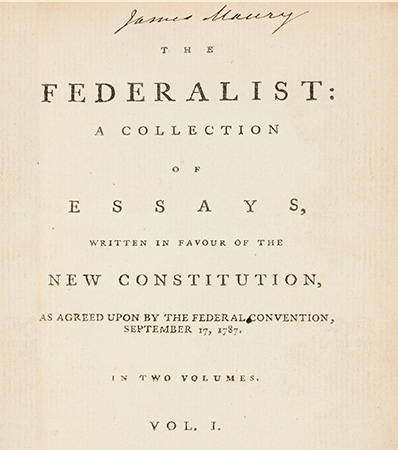 From James Madison, one of the supposed authors | The Federalist: A Collection of Essays