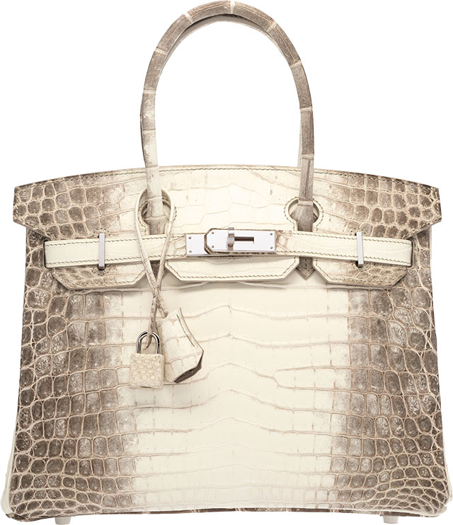 Hermes 30cm Matte White Himalayan Nilo Crocodile Birkin Bag with Palladium Hardware 