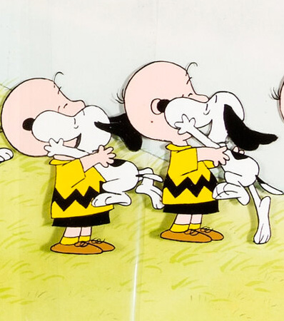 Peanuts The Charlie Brown and Snoopy Show Snoopy Production Cel Sequence of 12 and Pan Master Background with Group of 14 Animation Drawings (Bill Melendez, c. 1980s)