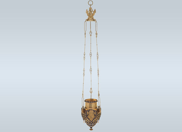 Tsesarevich and Grand Duke Alexander Nikolaevich: An Imperial Champlevé Enameled Gold and Gilt Silver Presentation Icon Lamp