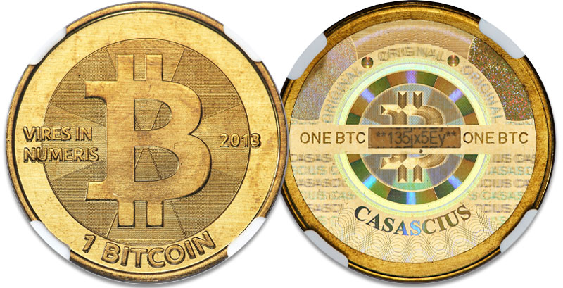 Bitcoin in physical, collectible form sold by Heritage