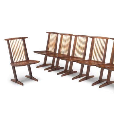 Mira Nakashima (American, 1942) Set of Six Conoid Dining Chairs, 2003 