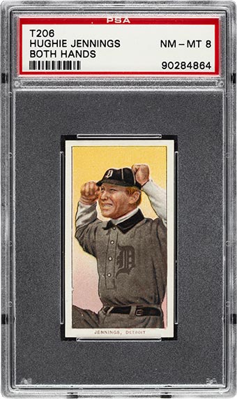 1909-11 T206 Sovereign 350 Hughie Jennings (Both Hands Show) PSA NM-MT 8.