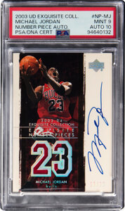 2003 Upper Deck Exquisite Collection Michael Jordan (Number Pieces Autographs) #NP-MJ PSA MINT 9, Auto 10- #'d 12/23 - From The Yeow Exquisite Hidden Collection