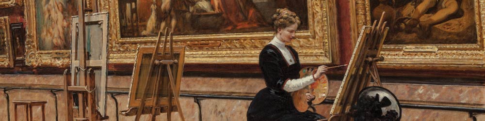 Louis Béroud (French, 1852-1916) Au Musée du Louvre -- les Murillo, 1912