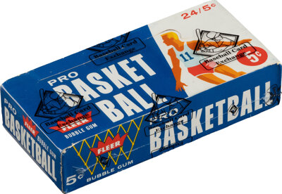1961 Fleer Basketball Wax Box with Twenty-Four Unopened Packs