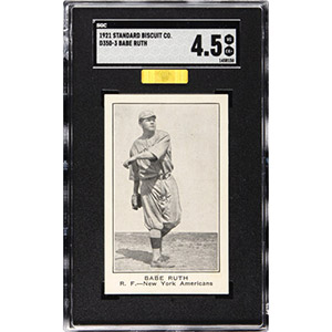 1921 Standard Biscuit Co. D350-3 Babe Ruth SGC VG-EX+ 4.5 -- the Superior Example of Two in PSA & SGC Populations