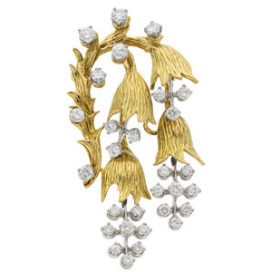  Peter Lindeman Diamond, Gold Pendant-Brooch