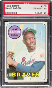 1969 Topps Hank Aaron #100 PSA Gem Mint 10 - Pop Four