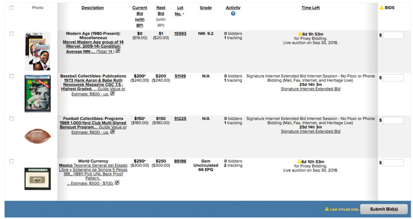 Track Bids