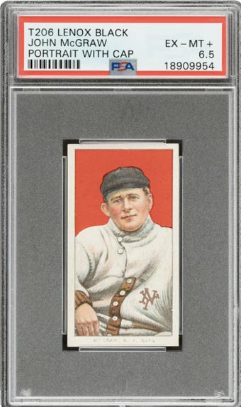 1909-11 T206 Lenox-Black John McGraw (Portrait-With Cap) PSA EX-MT+ 6.5