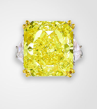 Fancy Vivid Yellow Diamond, Diamond, Platinum, Gold Ring