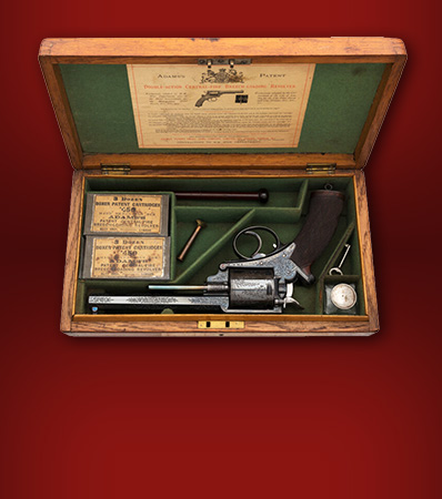Exceptional Cased and Engraved Adams's Patent Double Action Central-Fire Breech-Loading Revolver