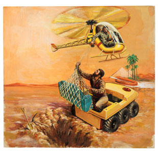G.I. Joe Recovery of the Lost Mummy Adventure Original Packaging Artwork by Don Stivers (Hasbro, 1972).  