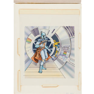 Star Wars Droids Boba Fett Original Packaging Artwork by Alice Carter (Kenner, 1985).  