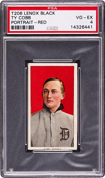 1909-11 T206 Lenox-Black Ty Cobb (Red Portrait) PSA VG-EX 4.