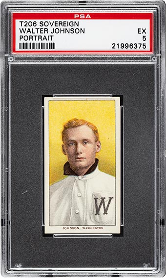 1909-11 T206 Sovereign 150 Walter Johnson (Portrait) PSA EX 5.