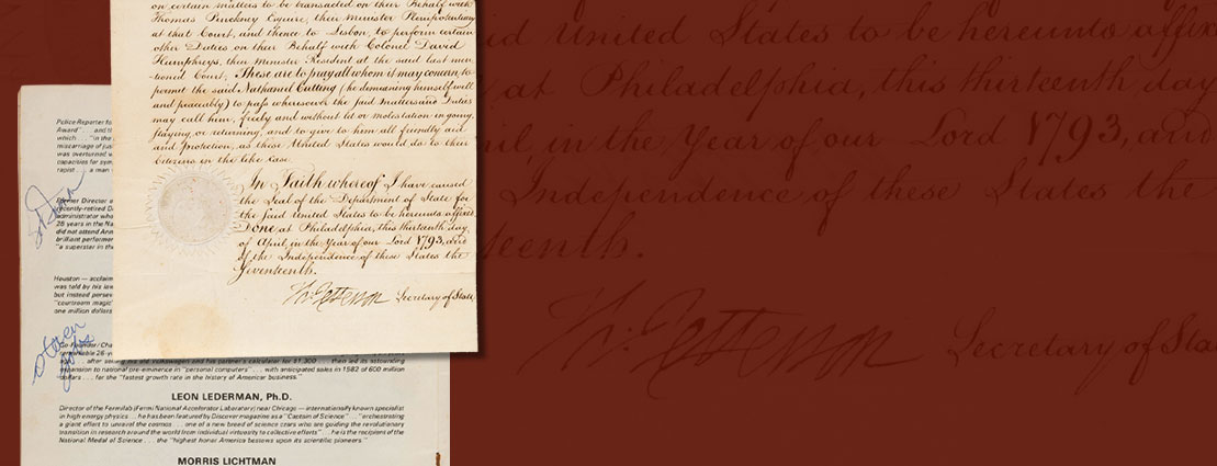 Albert Einstein Typed Letter Signed A. Einstein. | Sam Houston Endorsement Signature on his Final Pay Check as Governor of Texas.