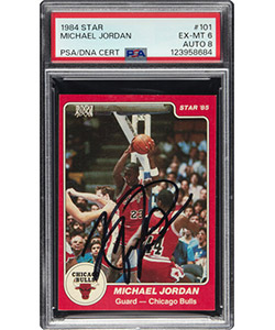 Signed 1984 Star Co. Michael Jordan Rookie #101 PSA EX-MT 6, PSA/DNA Auto 8