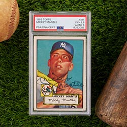 Signed 1952 Topps Mickey Mantle #311 PSA EX+ 5.5 Auto 8