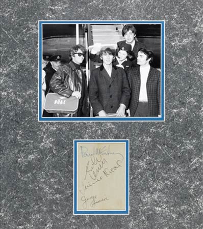 The Beatles Autograph Set With Jimmie Nicol Plus Black & White Picture in Mat (1964). 