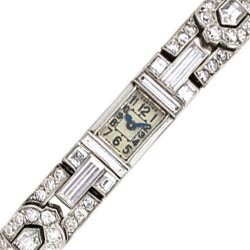 Cartier Art Deco Diamond, Enamel, Platinum,Gold Watch, French