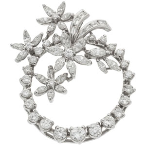 Diamond, Platinum, White Gold, Pendant-Brooch  